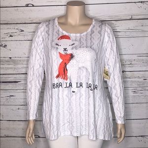 One World NWT 2X Christmas Sheep Baa La Knit Top